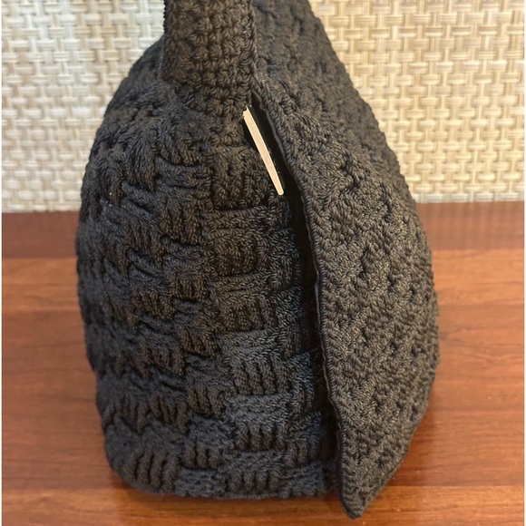 🌟HP🌟VTG 2000 Y2K The Sak Black Basket Weave Messenger Style Shoulder Bag - Picture 6 of 15